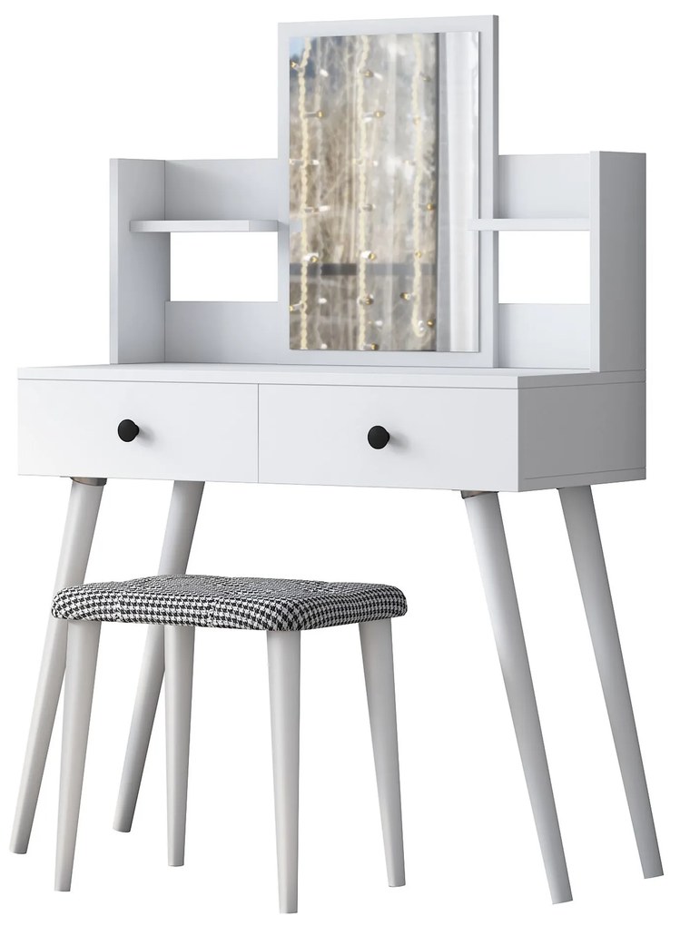 Toaletný stolík Margot 02 so stoličkou biely