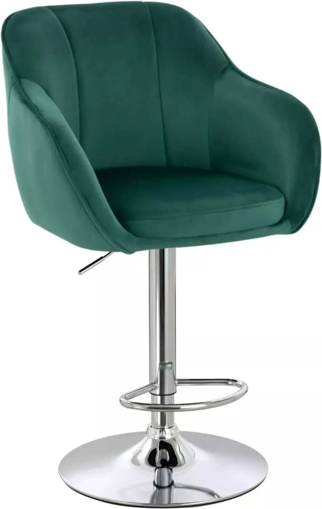 LuxuryForm DESIGN Barová stolička AVOLA VELUR na striebornom tanieri - zelená