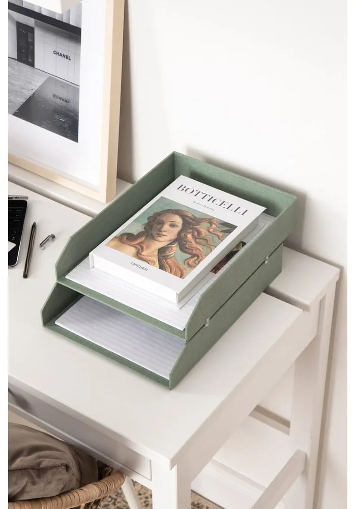 Zelené kartónové organizéry v súprave 5 ks na dokumenty Holger Canvas Paper Laminate – Bigso