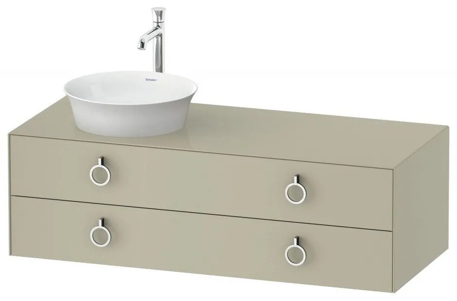 DURAVIT White Tulip závesná skrinka pod umývadlo na dosku vľavo, 2 zásuvky, 1300 x 550 x 408 mm, taupe vysoký lesk, WT4992LH3H3