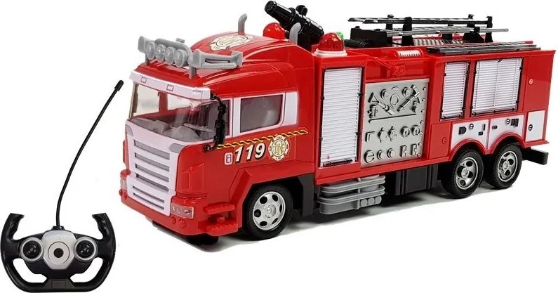 LEAN Toys Hasičské auto pre rádiové diaľkové ovládanie (R/C), červené