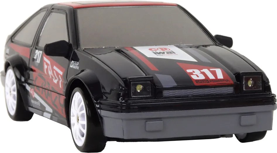 LEAN Toys Športové autíčko s diaľkovým ovládaním R/C v mierke 1:24, čierne, s vymeniteľnými kolesami