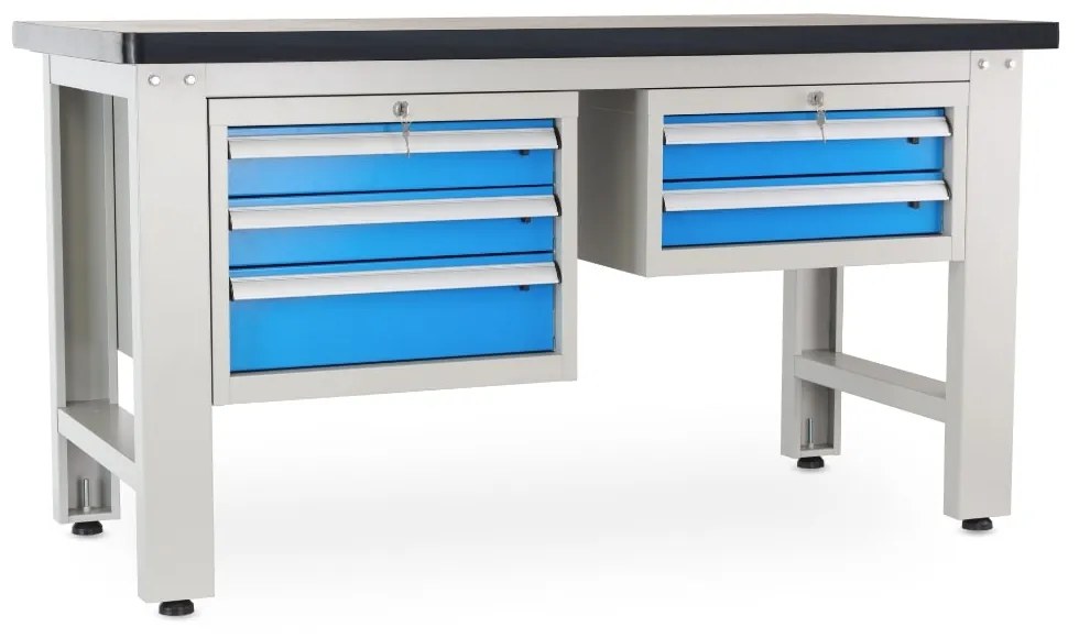 Dielenský stôl Solid MDF-32, 150 cm, 2 závesné boxy, čierna