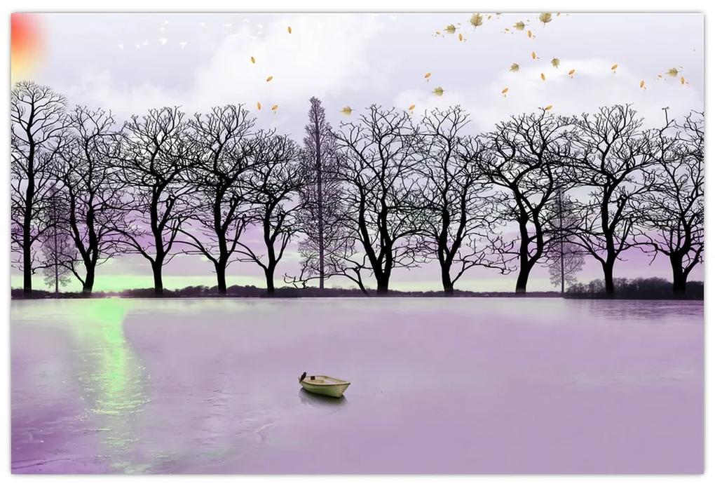 Obraz - Pramice na jazere (90x60 cm)