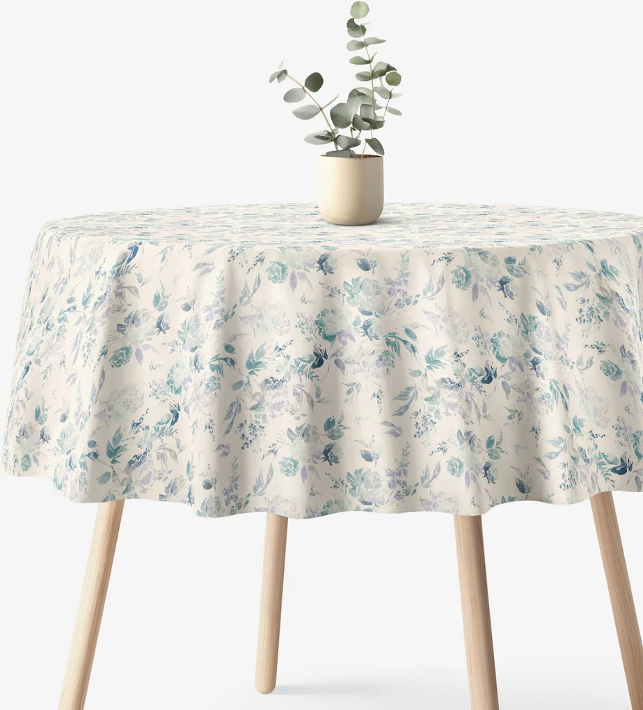 Goldea okrúhly obrus valencia - otlačky rastlín Ø 130 cm