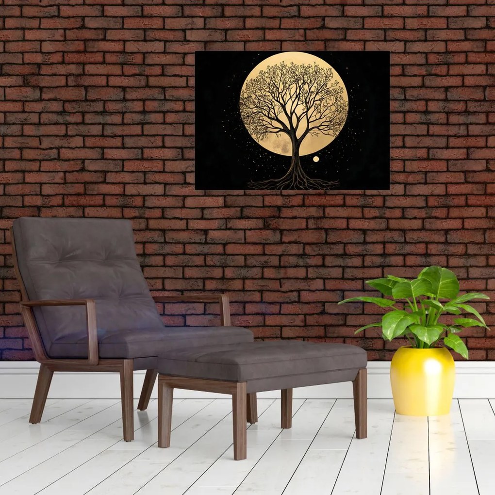 Sklenený obraz – Strom v zlatom splne I. (70x50 cm)