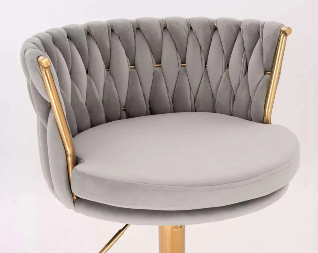 LuxuryForm DESIGN Stolička LYON VELUR na zlatej podstave s kolieskami - svetlo šedá