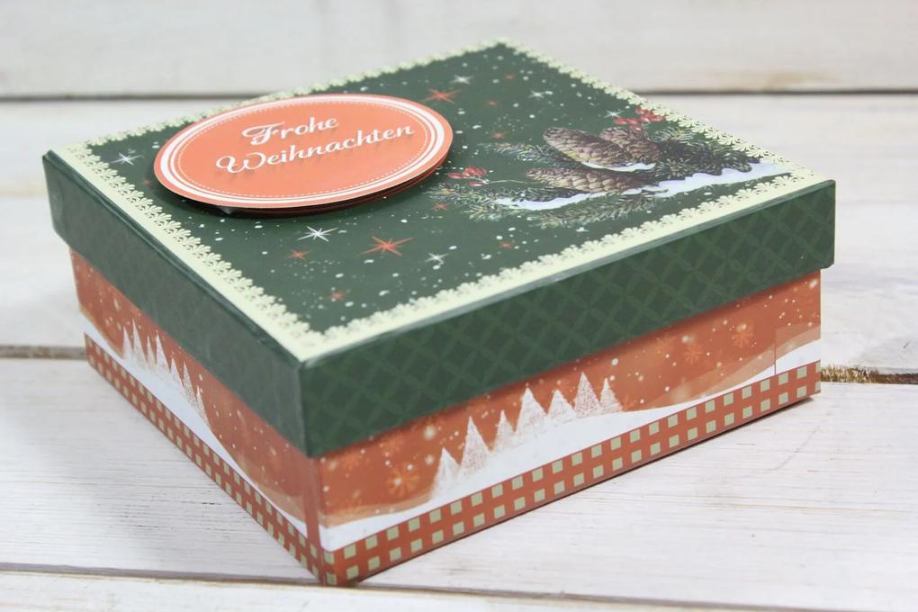Ozdobná krabica "FROHE WEIHNACHTEN" (13,5x5,5x13,5 cm) 1. - vianočný