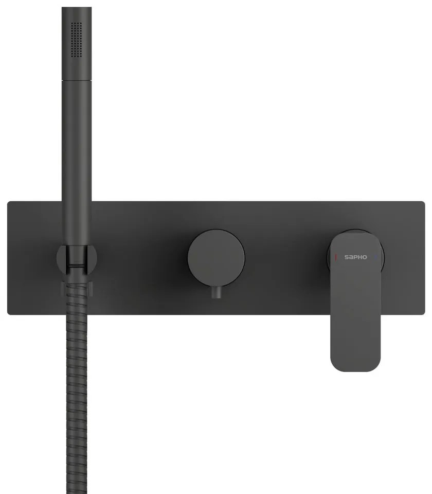 Matne čierna podomietková sprchová batéria (2 výstupy) Spy – Sapho