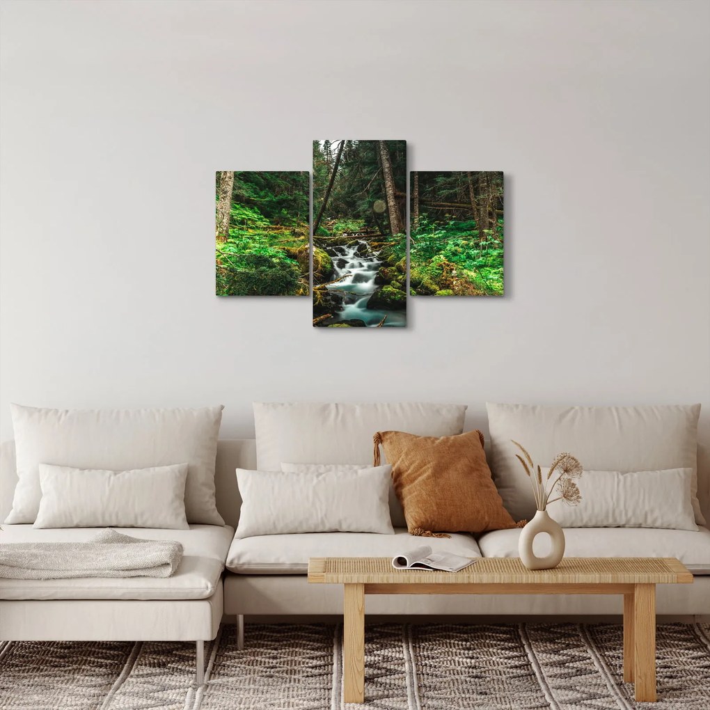 Obraz potoka v lese (90x60 cm)