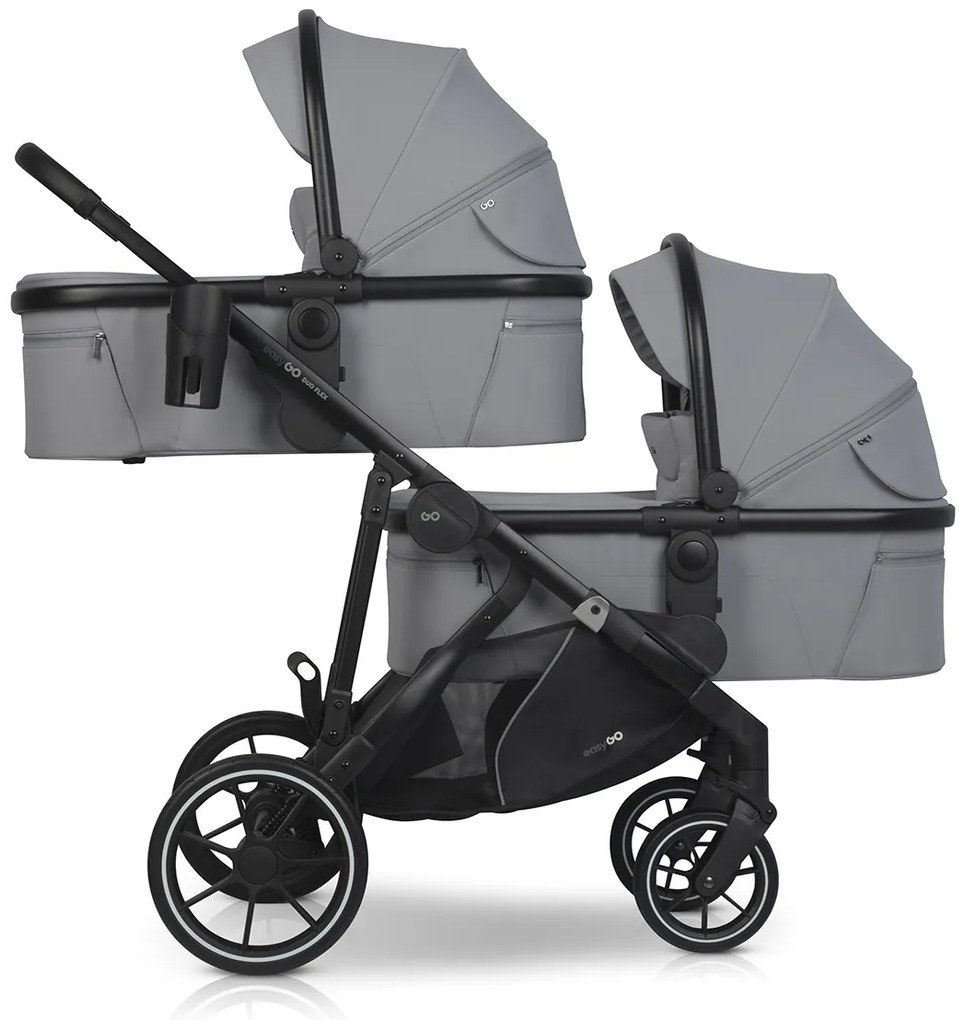 Súrodenecký kočík EasyGo Duoflex Cloudy Gray 2 športové časti