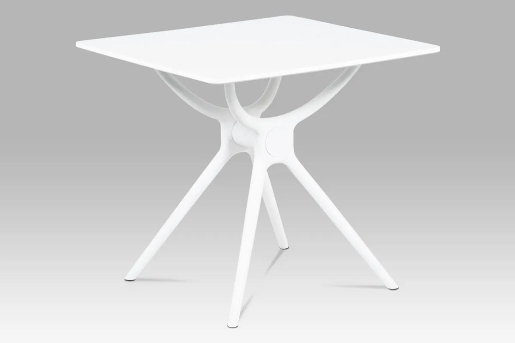 jedálenský stôl 80x80, biela MDF, plast biely