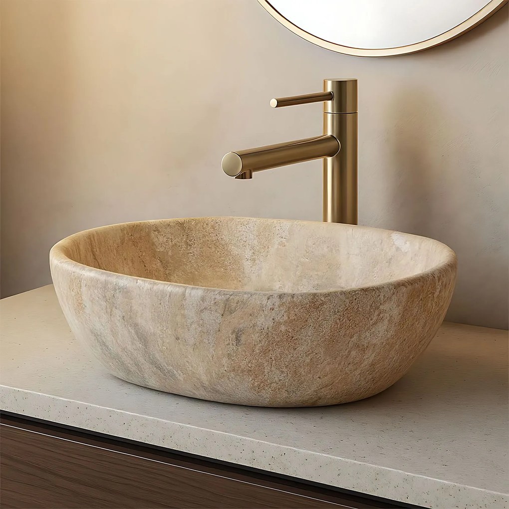 Rea Amelia, umývadlo na dosku 480x345x135 mm, imitácia kameňa Savana Matt, REA-U3000