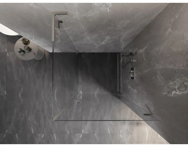 Mexen Lunar-B L výklopný sprchový kút pravý 70 x 70 cm, číre sklo, brúsená oceľ, 832L-070-070-97-00-P