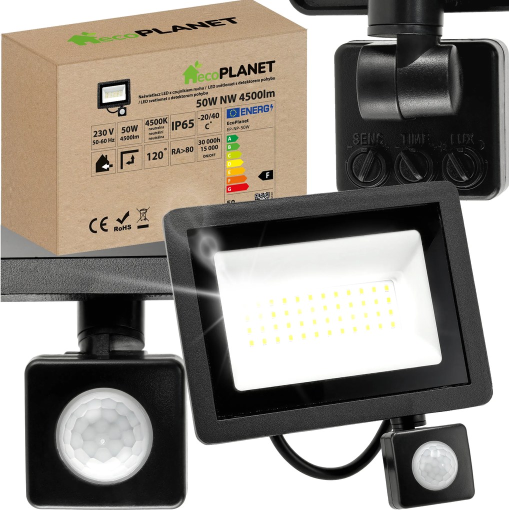 LED reflektor 50W 4500lm s pohybovým senzorem - IP65