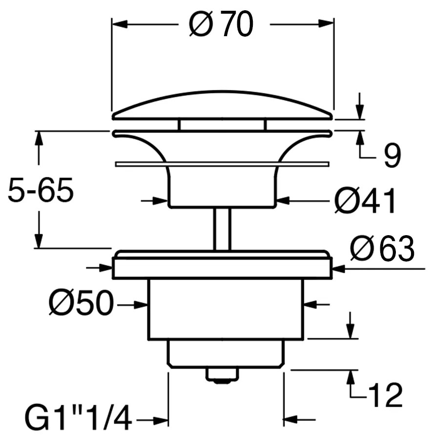 GSI, GSI umývadlová výpust 5/4", neuzatvárateľná, keramická krytka, 5-65mm, tortora mat, PVC05