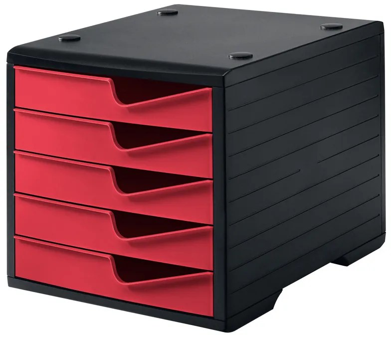 Triediaci box, 5 zásuviek, čierna/červená