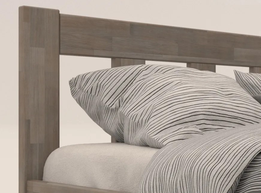 Rohová posteľ so zástenou vpravo Tema P 180x200 cm, šedý buk