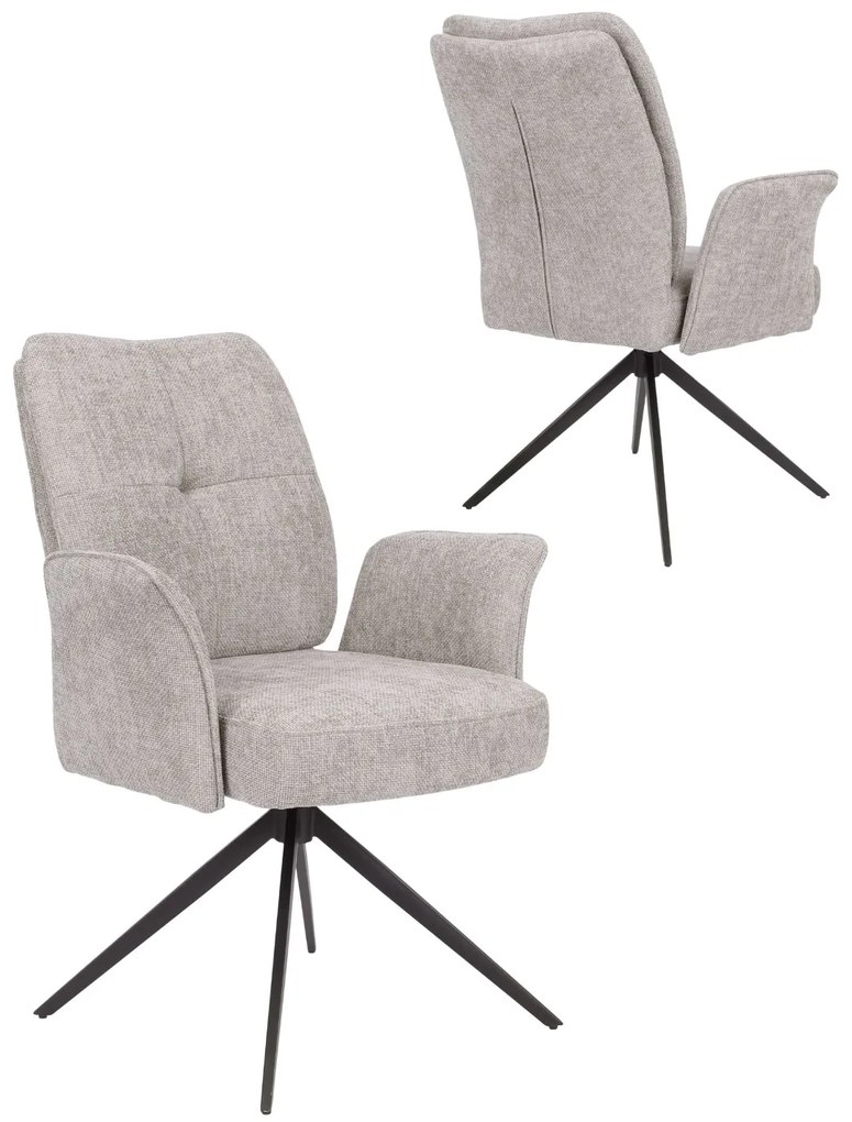 Otočná jedálenská stolička Stanley, čalúnená, sivá