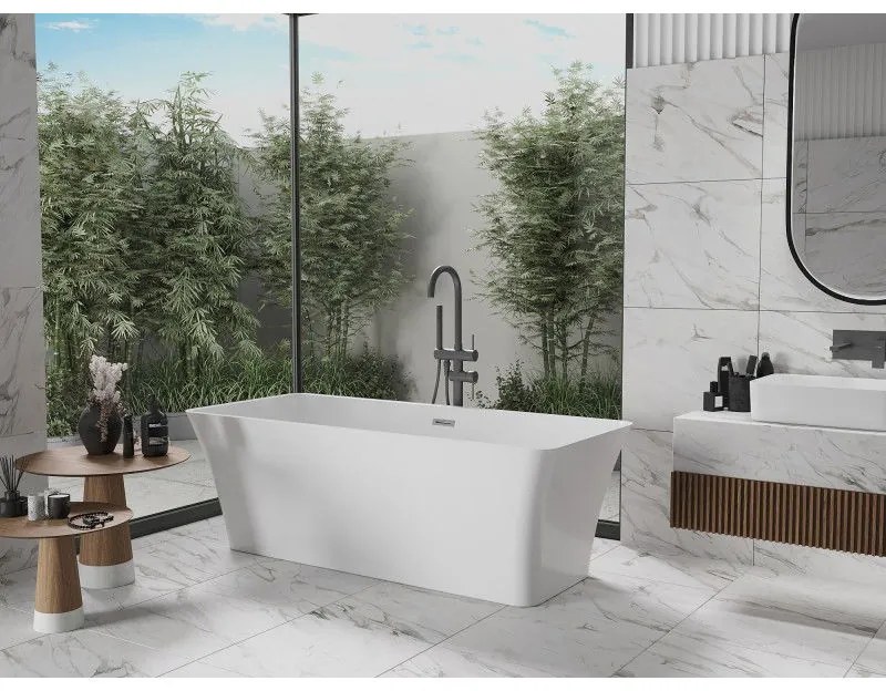 Mexen Tonia, voľne stojaca vaňa 170 x 75 cm, biela, brúsený grafit prepad, 52171707500-95