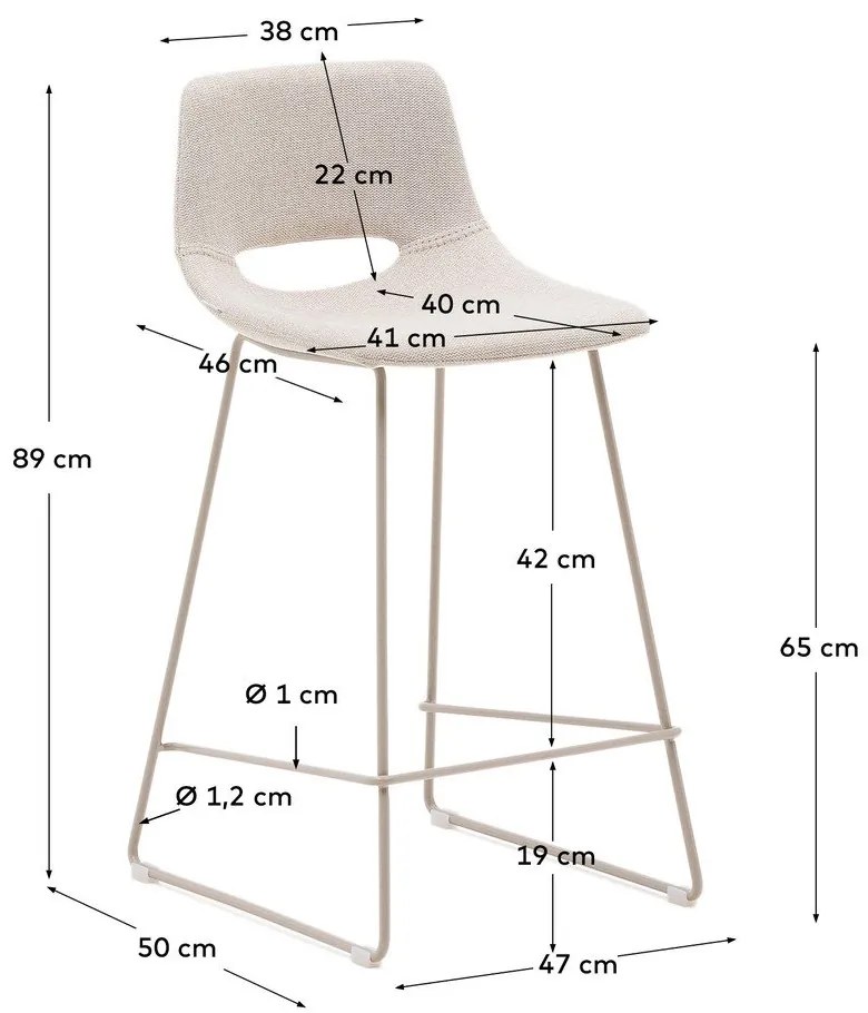 Béžová barová stolička (výška sedadla 65 cm) Zahara – Kave Home
