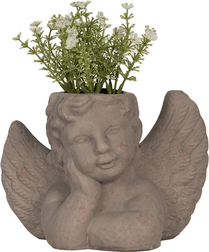 Šedý antik cementový kvetináč Anjel - 23*13*17cm