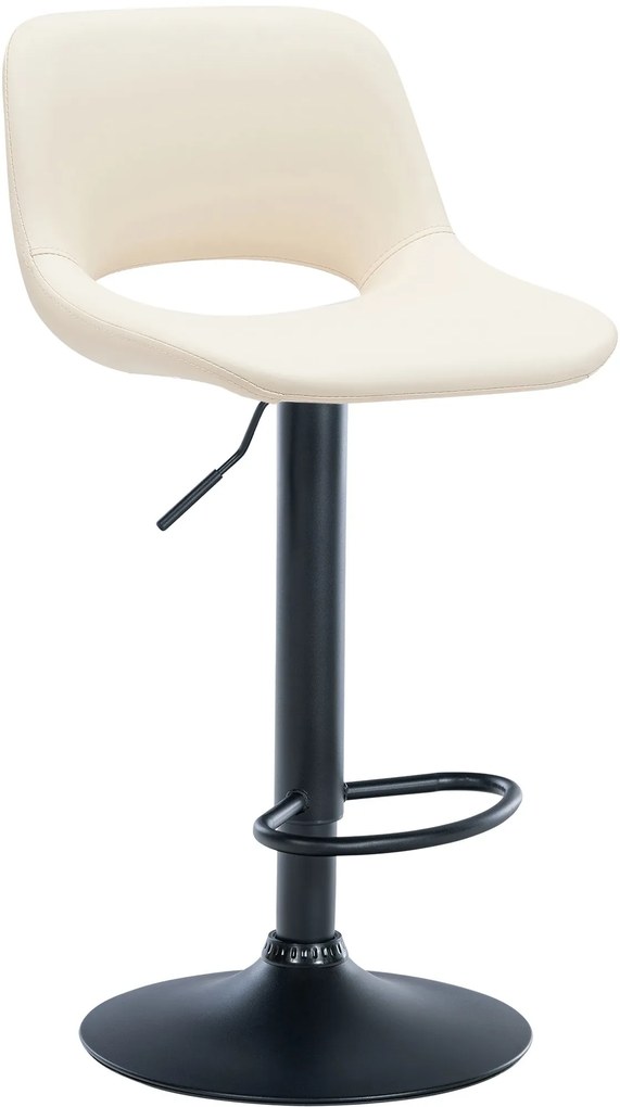 Barová stolička Camden - koženka, čierny rám - Krémová