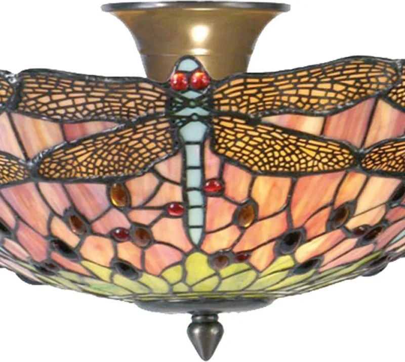 Stropné svietidlo Tiffany Libellule - Ø 40 * 23 cm 2x E14 / max 40W