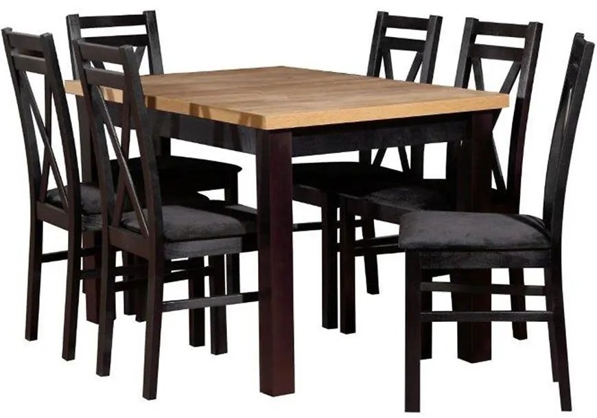 Jedálenská zostava Artemida 1+6 ST45+W114 dub wotan / čierna