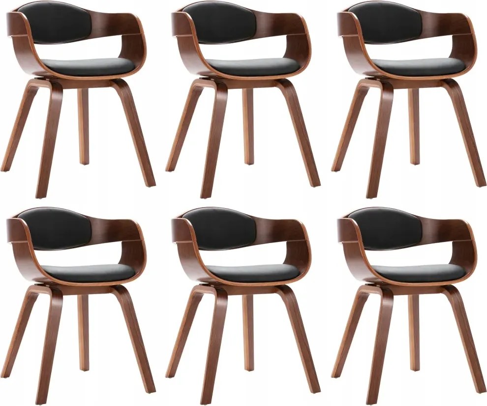 vidaXL Stolové stoličky, 6 ks, ohýbané drevo a umelá koža