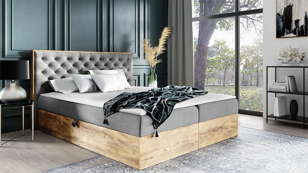 Manželská posteľ 180 cm Lucio 3 (dub wotan sivá)