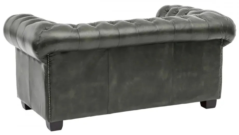 furniture-nabytek.cz - Dvojmiestna pohovka Chesterfield z pravej kože, zelená – 155×90×72 cm