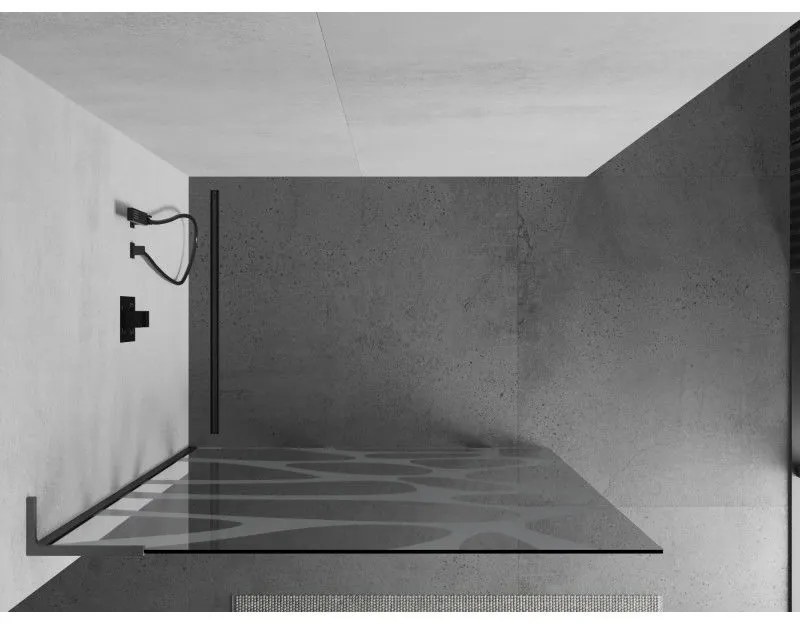 Mexen Kioto L, sprchová zástena Walk-In 70 x 200 cm, 8mm číre sklo biely vzor, grafitový profil, 800-070-103-95-97