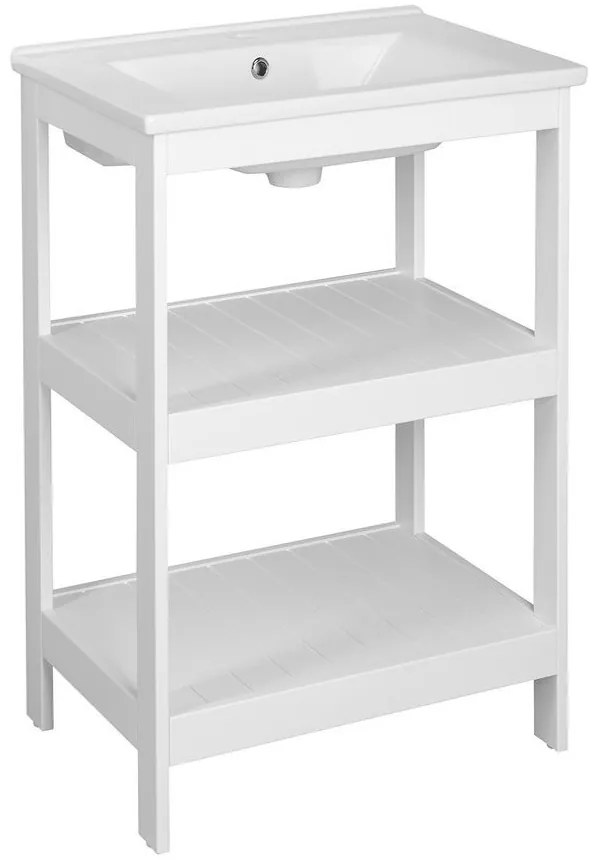 Aqualine Aqualine, ETIDE policová umyvadlová skříňka 51,5x85x44 cm, bílá mat, ET505