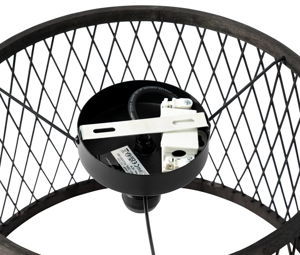 Rustikálne stropné svietidlo čierne ratanové 40 cm IP44 - Calamus