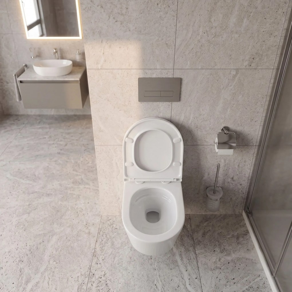 Erga Vento, závesná WC misa 490x365x365mm, Tornado 2 + toaletné sedadlo s pomalým zatváraním, biela, ERG-V03-VENTO-TO2-WH