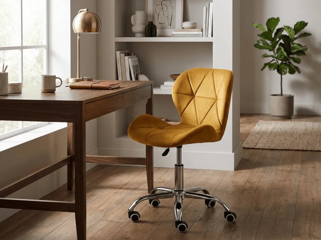 Horčicové kancelárske kreslo AVOLA VELVET