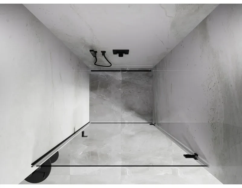 Mexen, Mexen Lunar-B výklopné pravé sprchové dvere 85 cm, transparentné, čierne - 832-085-000-70-00-P