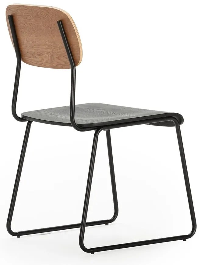 Jedálenská stolička v dekore jaseňa v čierno-prírodnej farbe v súprave 2 ks Aira – Marckeric