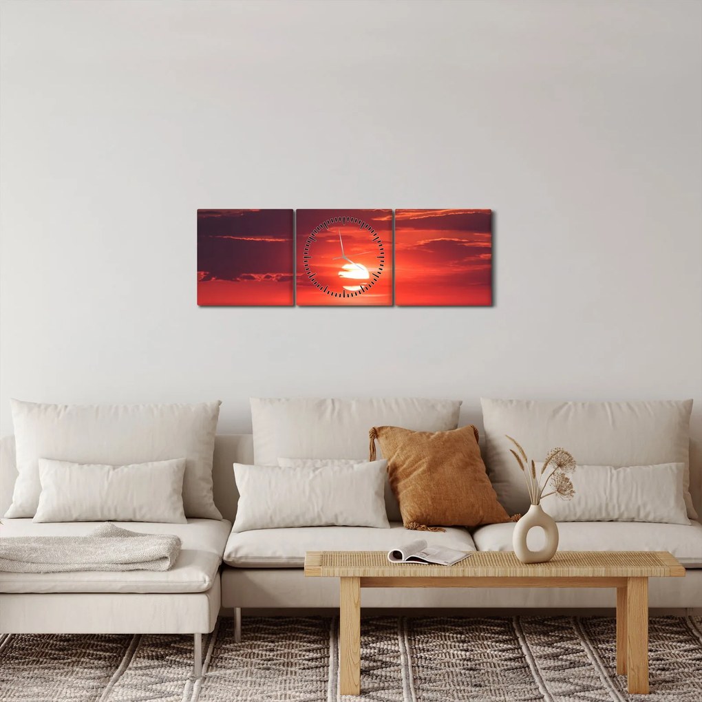 Obraz farebného slnka (s hodinami) (90x30 cm)