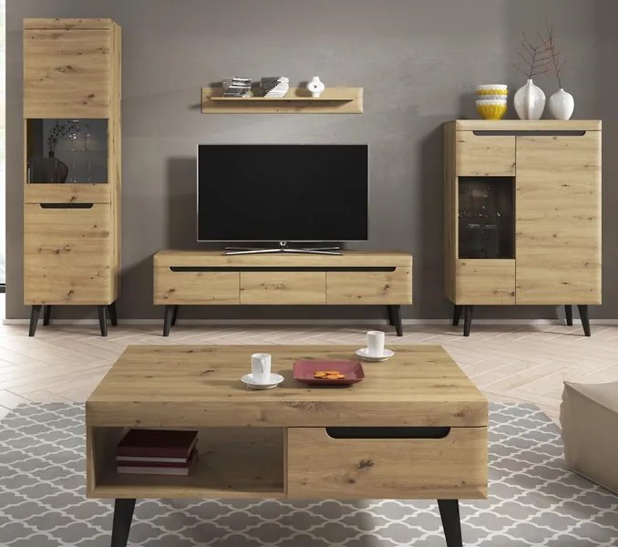 Široká TV skrinka Nordi, dub artisan, 160 cm