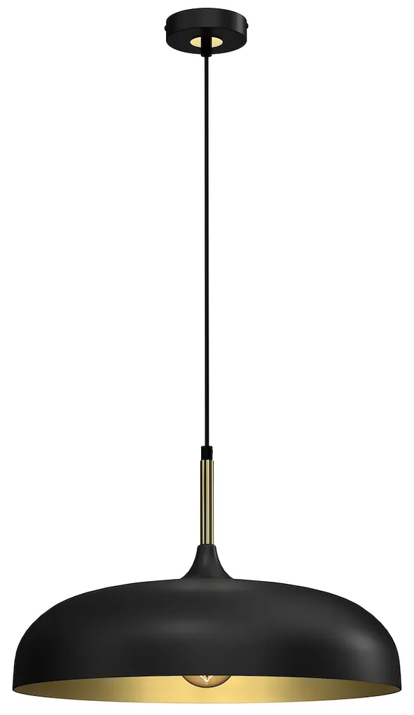 Závesné svietidlo Lincoln, 1x zlaté/čierne kovové tienidlo, (fi 45cm), b/g