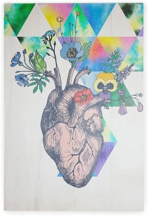 Nástenná ceduľa z borovicového dreva Really Nice Things Hipster Heart, 40 × 60 cm