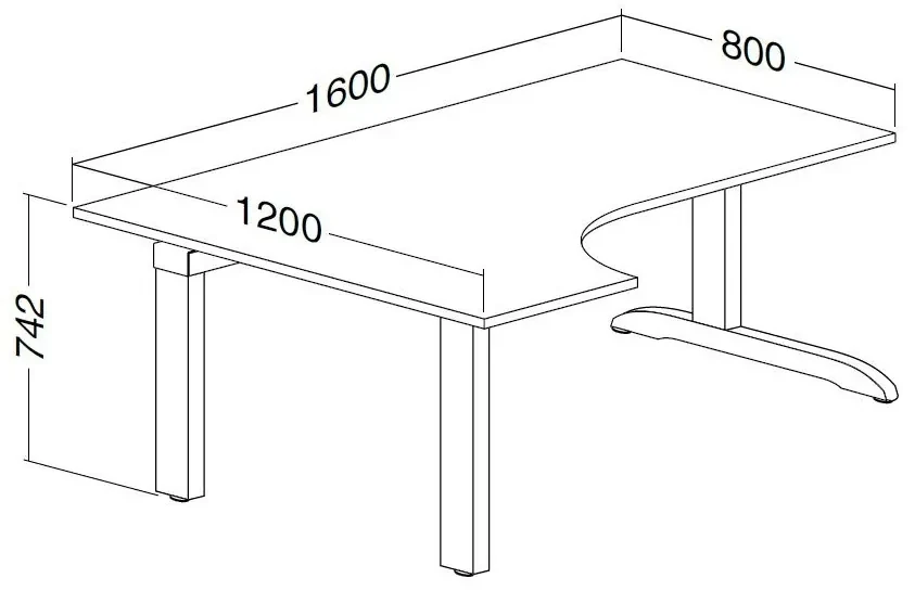 Ergonomický stôl ProOffice C 180 x 120/80 cm, ľavý, buk