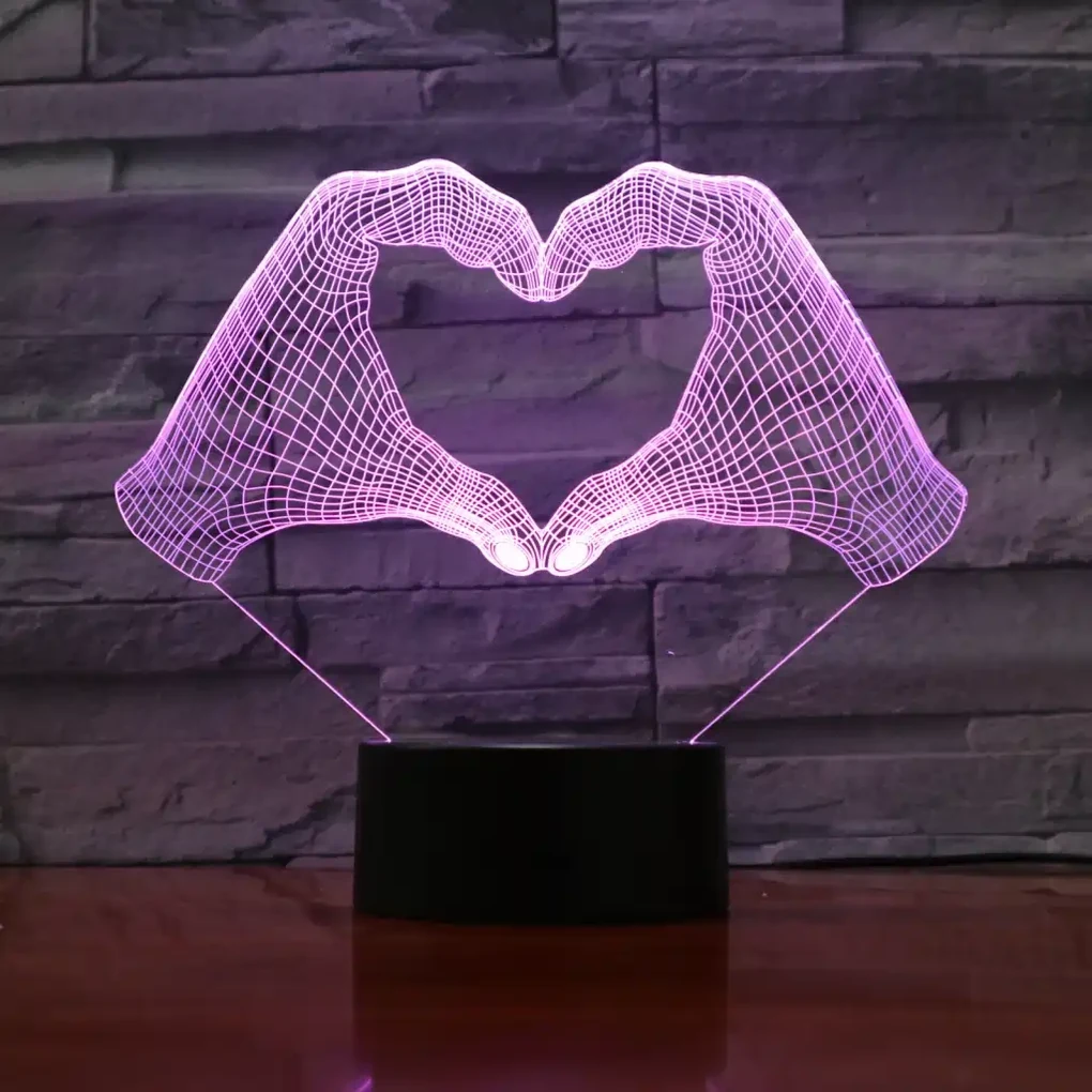 3Dmix 3DL-BTB013 – 3D LED nočná lampa - Srdce z rúk (Bluetooth reproduktor - farba biela)