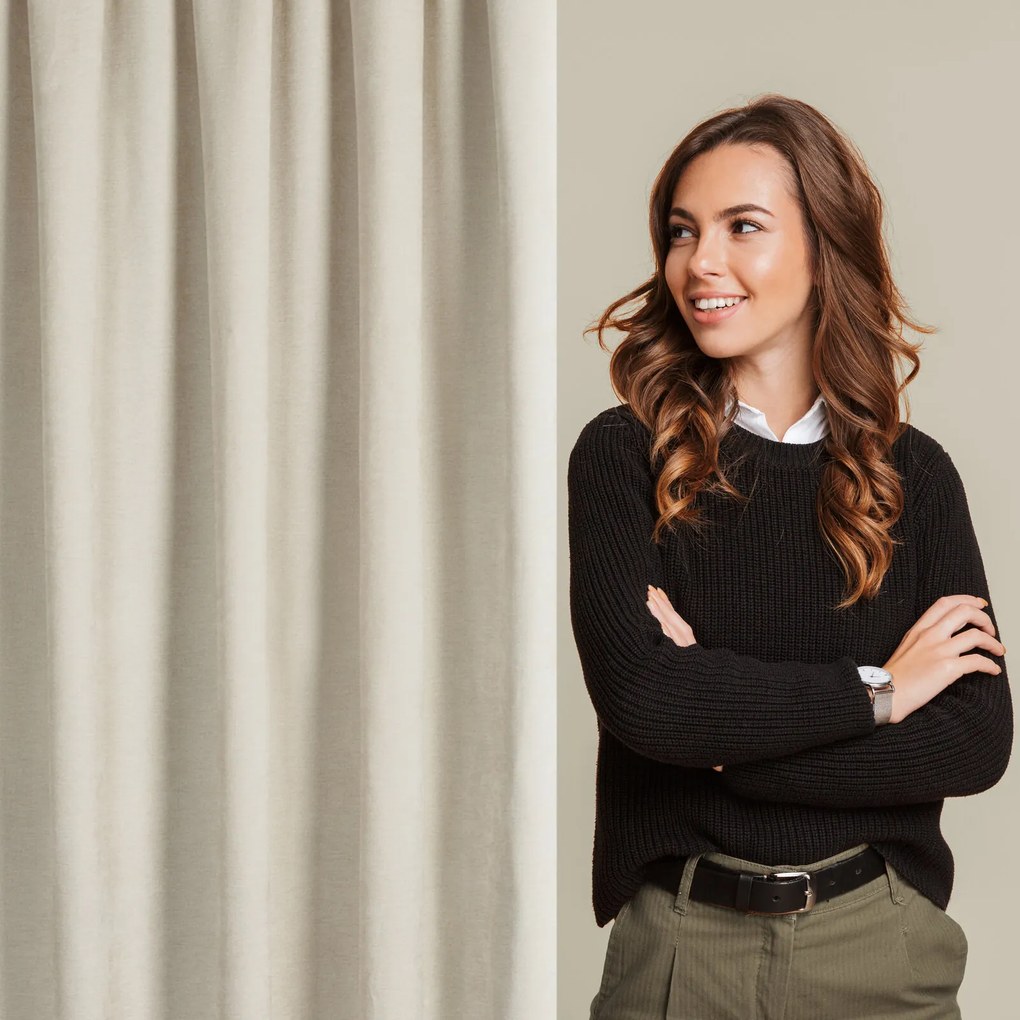 ZÁVES NA PÁSKE VANI 140X270 CM SVETLOBÉŽOVÁ