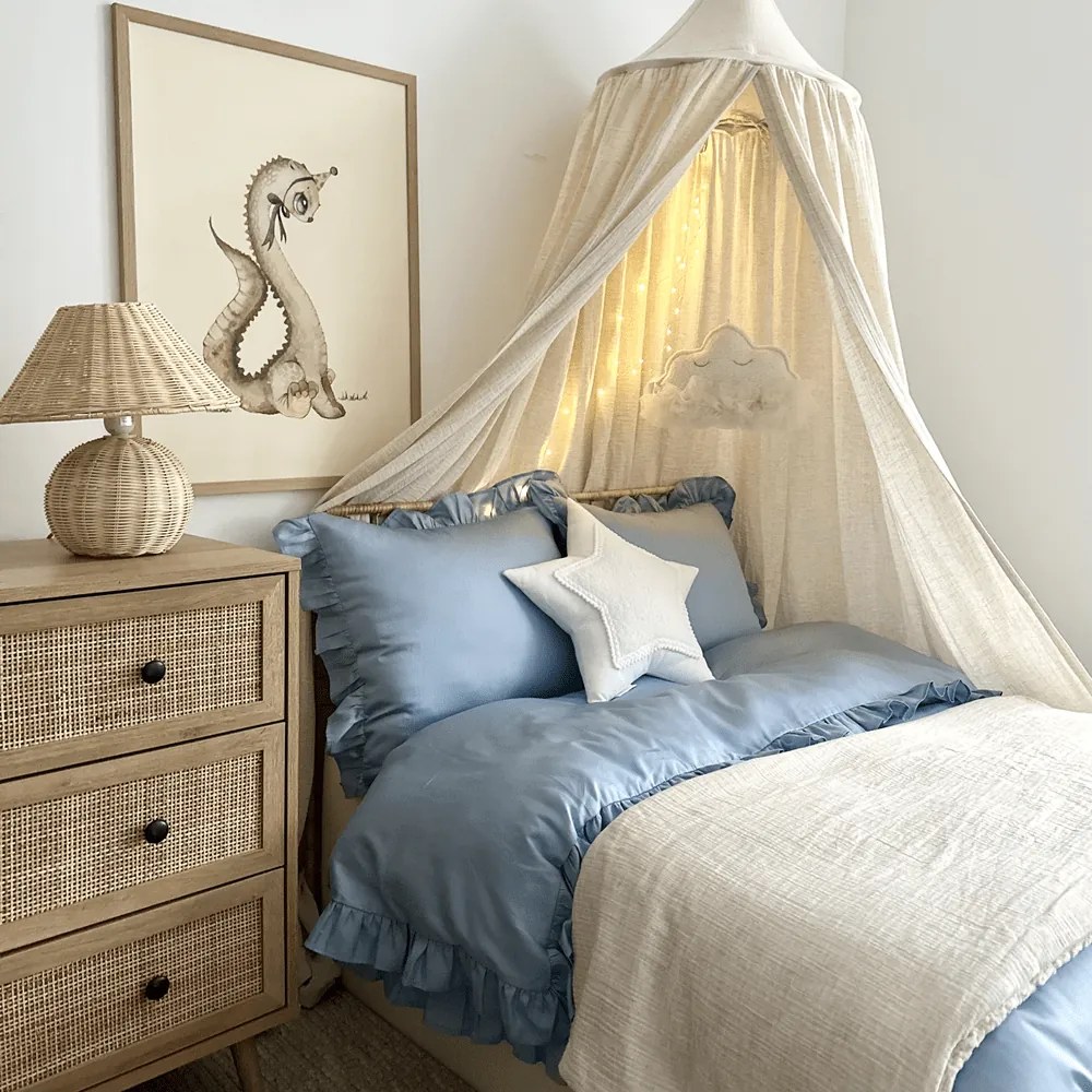 Posteľná bielizeň s volánom – modrá Margaret od 140x200 cm 200x220 cm