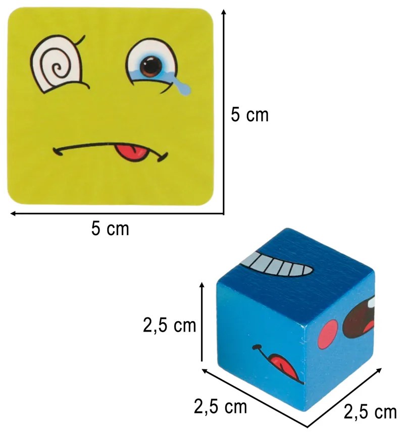 KIK Kreatívne bloky - hra tváre a emócie v plechovke | drevené kocky, edukačná 3+
