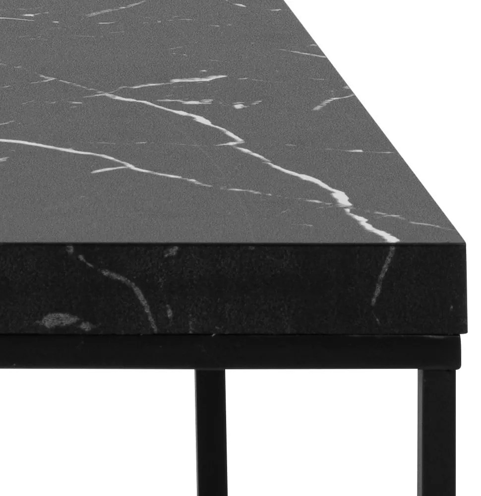 Čierny konferenčný stolík s doskou v dekore mramoru 55x110 cm Barossa – Actona