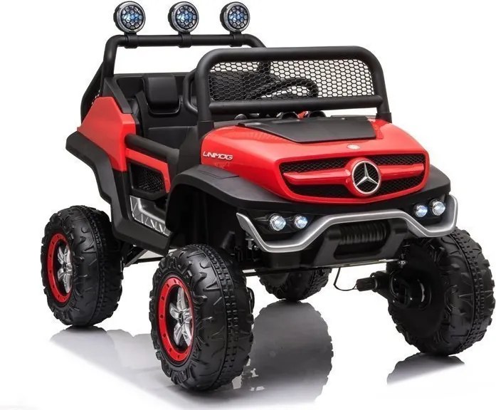 LEAN CARS Akumulátorové vozidlo Mercedes Unimog S, červené